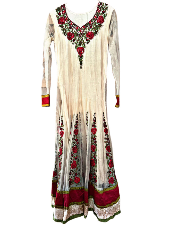 Vintage Anarkali Dress Indian Rose